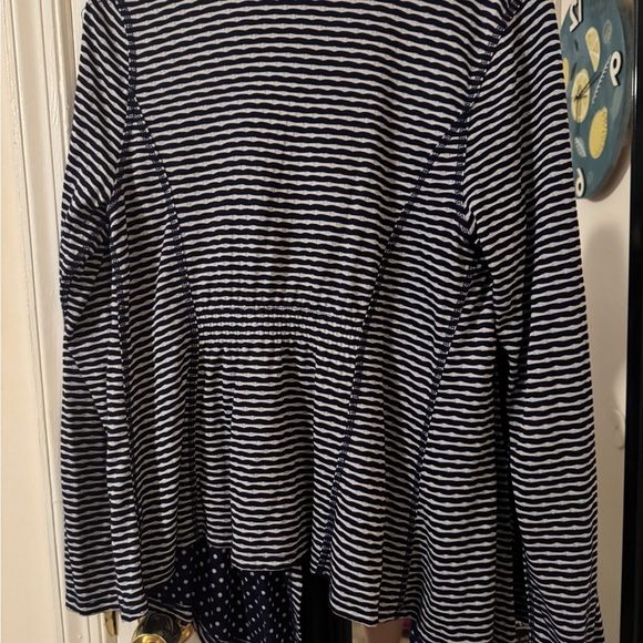 Market and Spruce Large Striped Navy and white lined with dots Cardigan - Picture 3 of 3